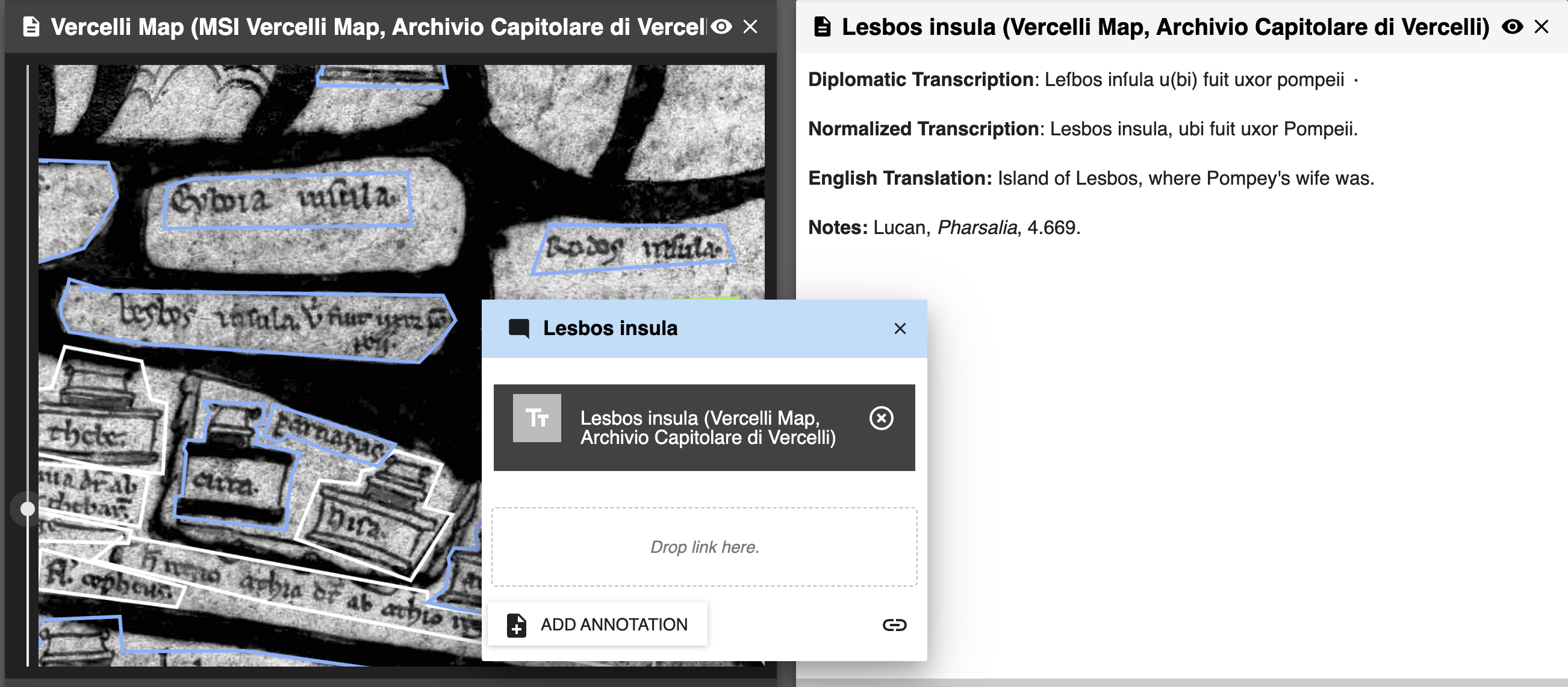 Screen capture of Lesbos Island detail from Virtual Mappa project